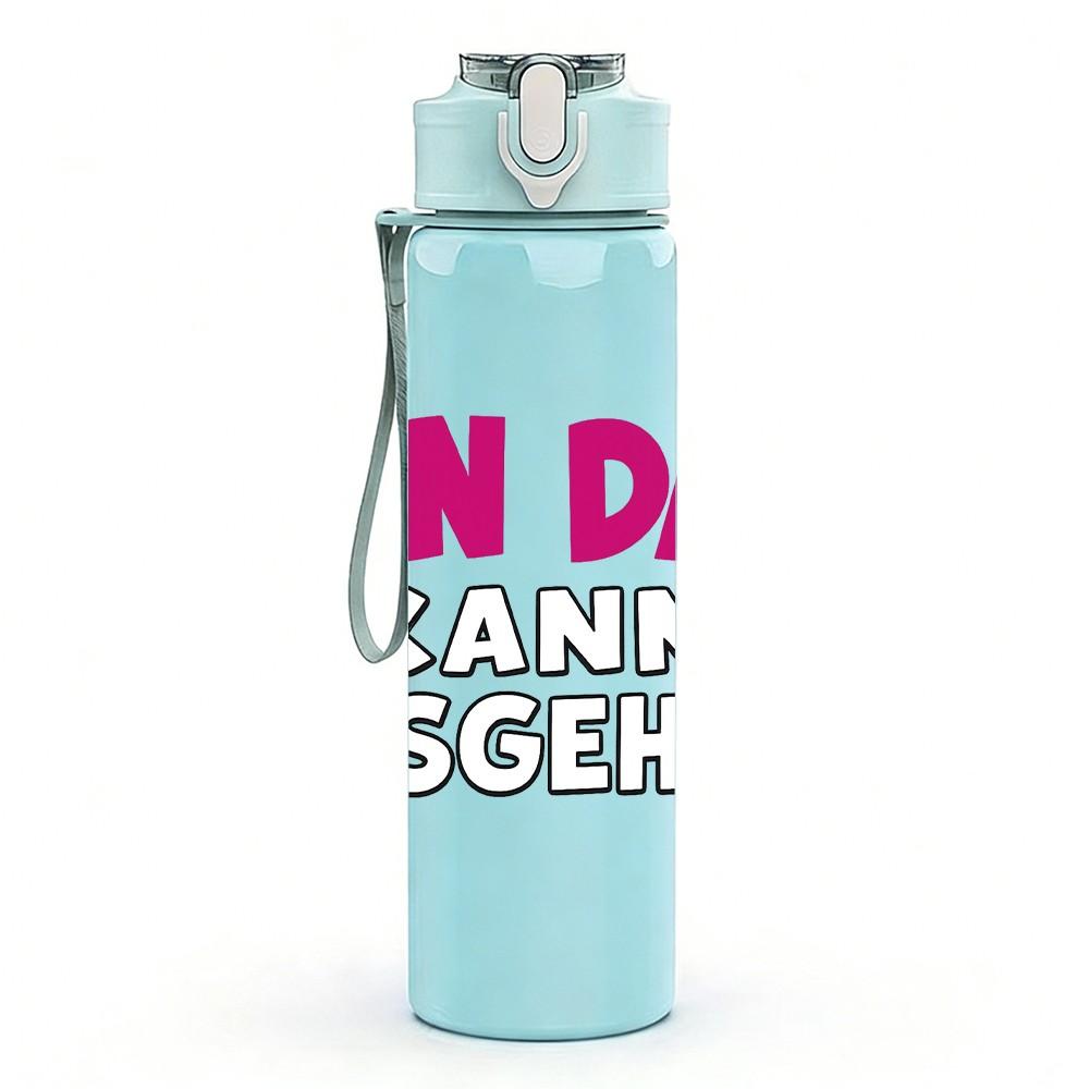 1PC Bin Da Kann Losgehen German Print 750ml Color Plastic Sports Water Bottle Leakproof Flip Straw Lid Suitable for Sports Office Home Use