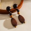 European and American Silver Needle Geometric Wood Pleated Stud Earrings Cool Dark Wind Earrings Light Luxury High-end Earrings