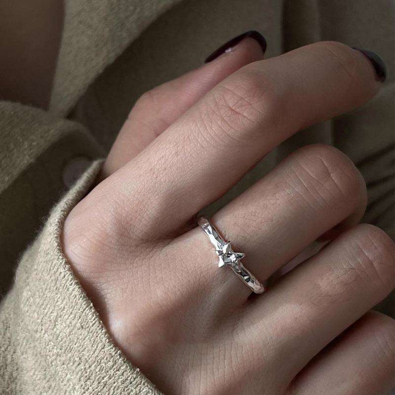 Korean 925 Sterling Silver Geometric Ring: Non-Fading, Versatile, Adjustable, Bright Finish for Women.