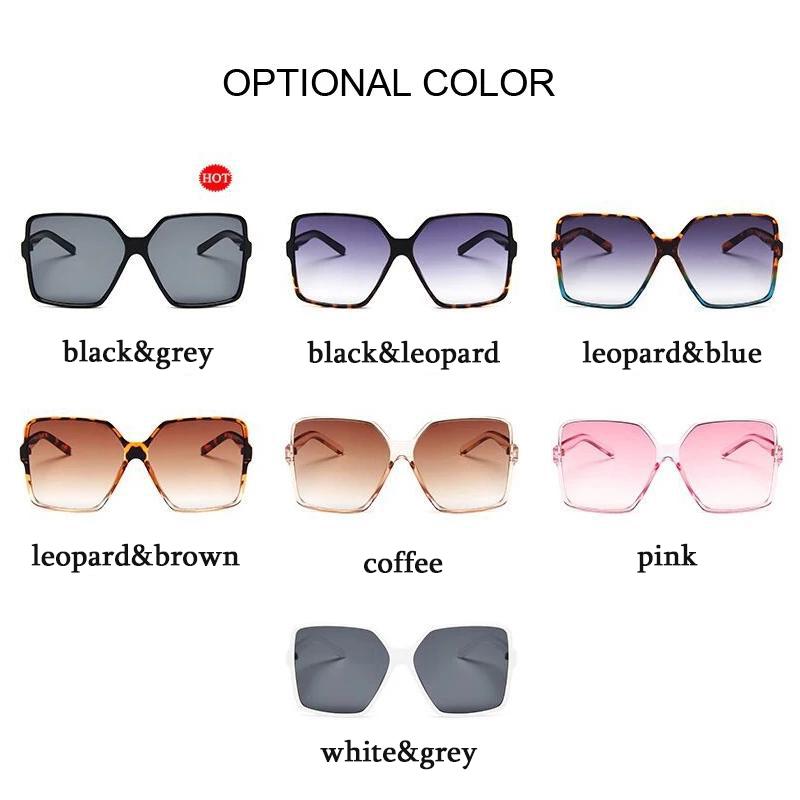 Gafas de sol cuadradas negras de gran tamaño para mujer, gafas de sol coloridas con montura grande, gafas de espejo para mujer, gafas unisex con degradado, gafas de sol estilo hip hop