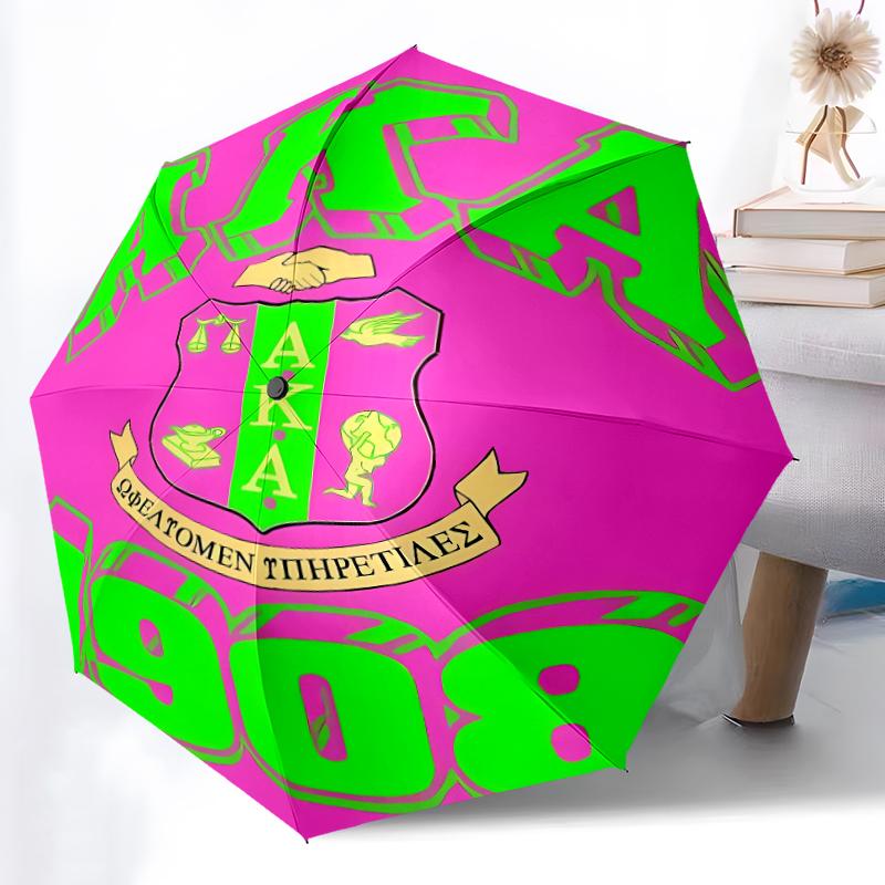 AKA logo2 Print Automatic Umbrella, 8 Rib Iron Frame, Plastic Handle, Suitable for Outdoor Travel &Daily , Ideal Gift