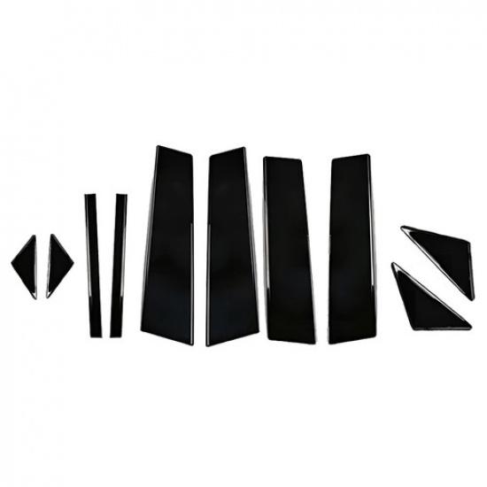 10Pcs Window Posts Pillar Molding Cover Trims Fit Mazda 3 Axela 2014-2018 Black