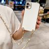 PU Leather Chain Crossbody Lanyard Case For iPhone 16 15 14 13 12 11 Pro Max Mini XS X 7 8 Plus Plating TPU Strap Cover