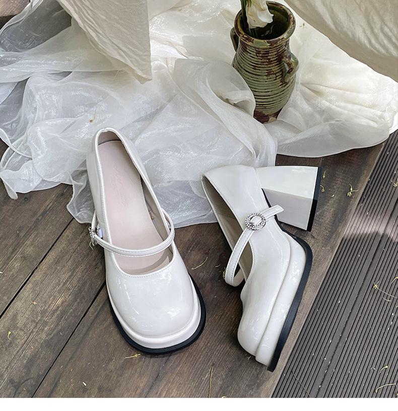 Black French small fragrant style thick heel high heels women's 2025 new summer retro versatile Mary Jane small leather shoes