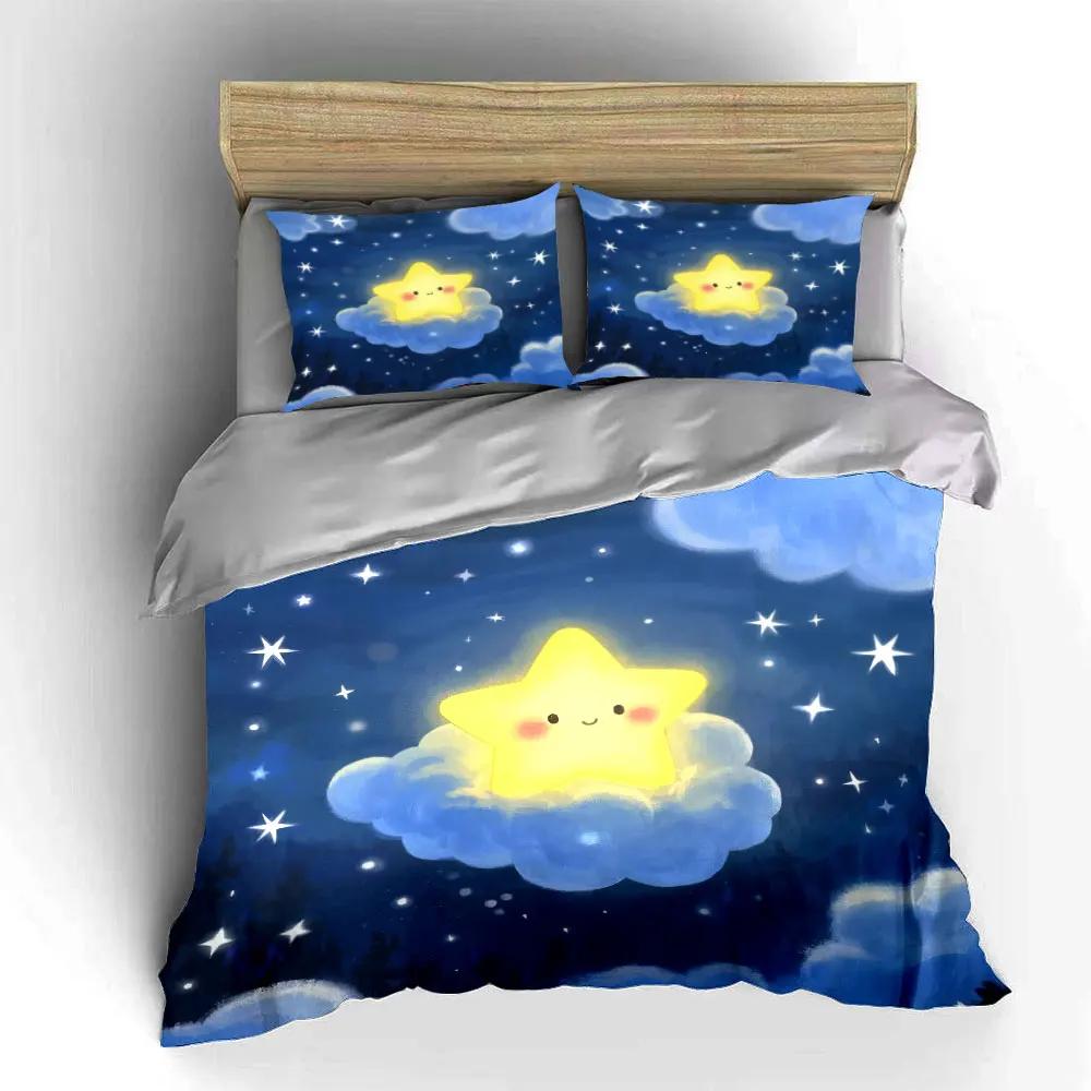 "Starry Night Kids Room Set" Soft Comfortable Duvet Cover Bedding Set Included 1*Duvet Cover & 2*Pillowcases Gift