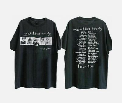 Magliette UNISEX 100% cotone UOMO DONNA Matchbox Twenty Tour della band 2001 Maglietta di cotone a maniche corte nera