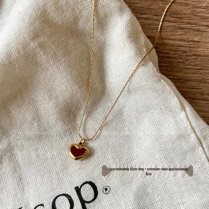 Goldbarren Bohnen Halskette - Edelstahl, Nischendesign, Schlichte Schlüsselbeinkette, Vielseitiger Modeschmuck