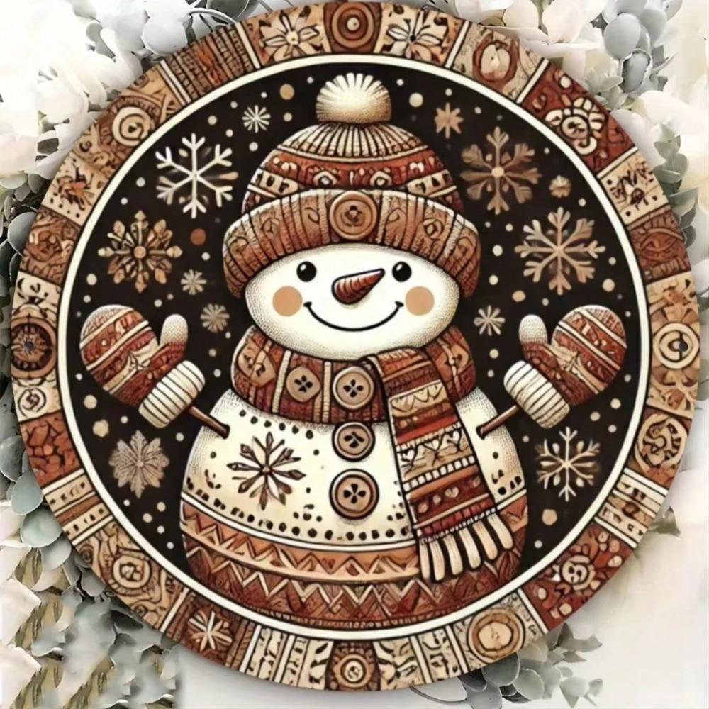 Schneemann Blech Wandkunst Runde Flache Druck Dekoration für Bars Cafés Clubs