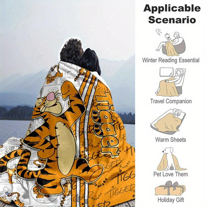 1pc. Cartoon Tiger Print Blanket, Seasonal Universal Home Decor,Soft Flannel Throw Blanket, Versatile & Cozy for Bedroom, Living Room, Trave