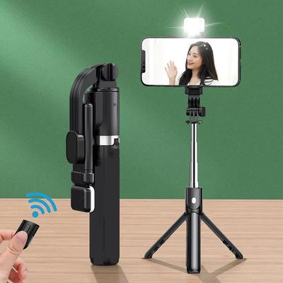 Bezprzewodowy Bluetooth Selfie Stick Statyw Stojak ze Światłem Wypełniającym Pilot Migawki Statyw do iPhone Samsung Xiaomi Uchwyt na Telefon do Live