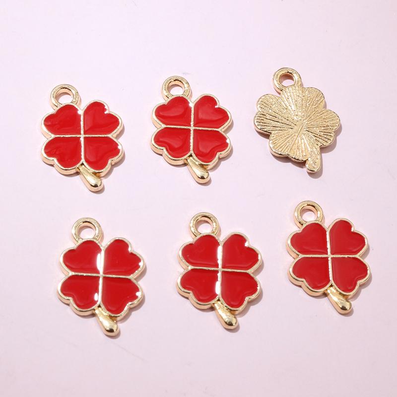 20pcs 18x12mm Enamel Clover Charms Pendant Alloy Metal DIY Jewelry Making Accessories Findingsn for Bracelet Earrings Necklace