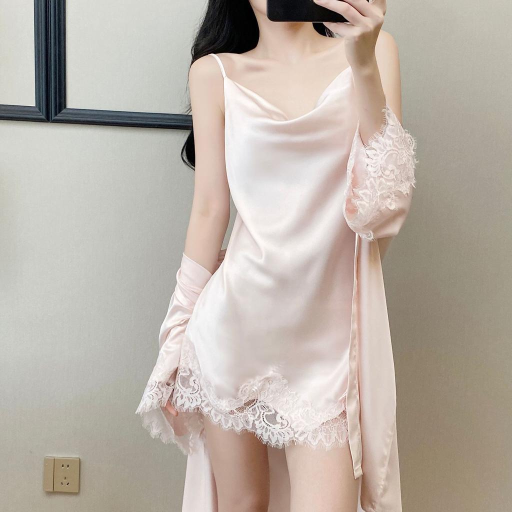 New product solid color suspender light luxury sexy small lace thunder lace nightdress women's slim home nightdress