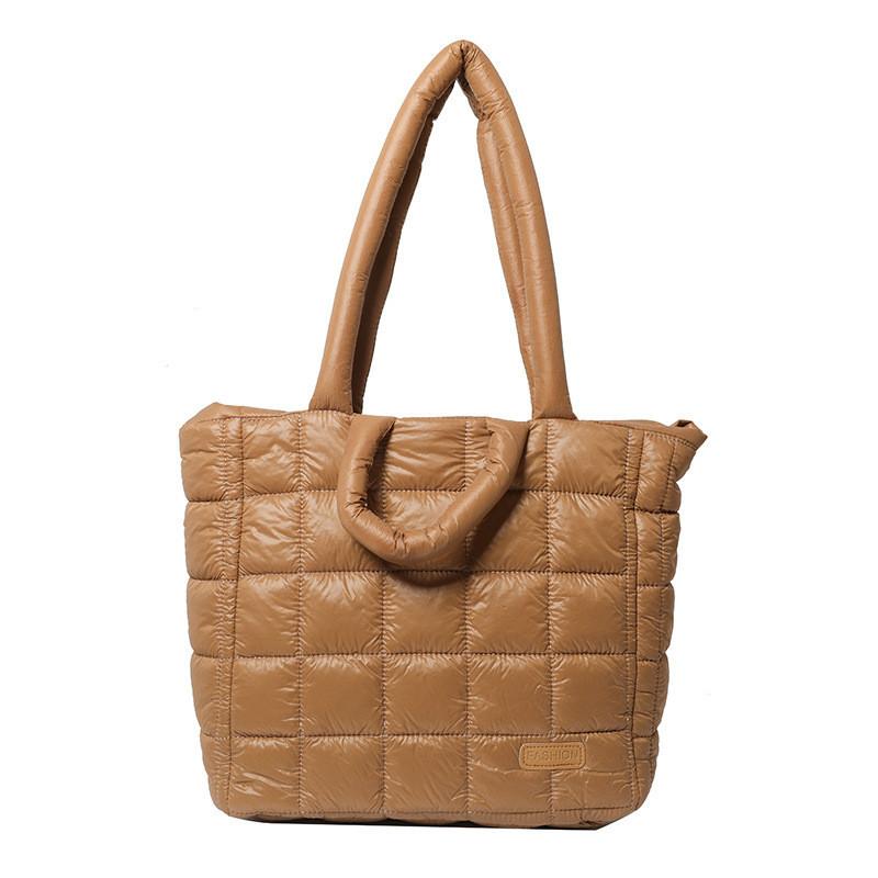 Fashionable Large Capacity Diamond Grid Cotton Jacket Tote Bag Women's 2023 Winter New Popular All-match Underarm Shoulder Bag