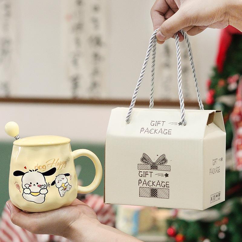 Cute Puppy Mug Gift Box Home Water Cup High-value Large Capacity Ceramic Cup with Cover Spoon