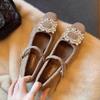 Anti-slip Shoes with Snap Fasteners, Square Toe, Single Strap, Thick Heel