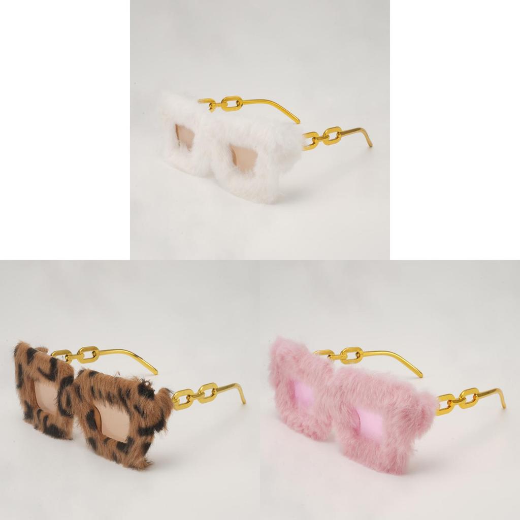 Modern Plush Square Sunglasses With Chain Frame For Fashionable Summer Parties