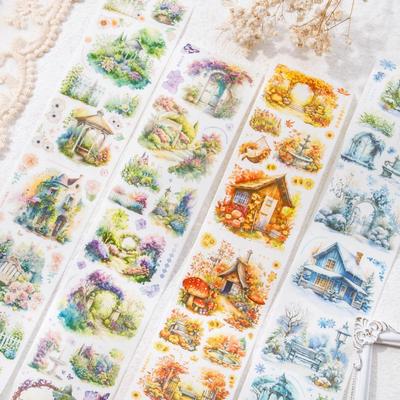 1 Roll Vintage Four Seasons Theme Washi Tape Four Seasons Scenery Fairy House Handbook Scrapbook DIY Decoration