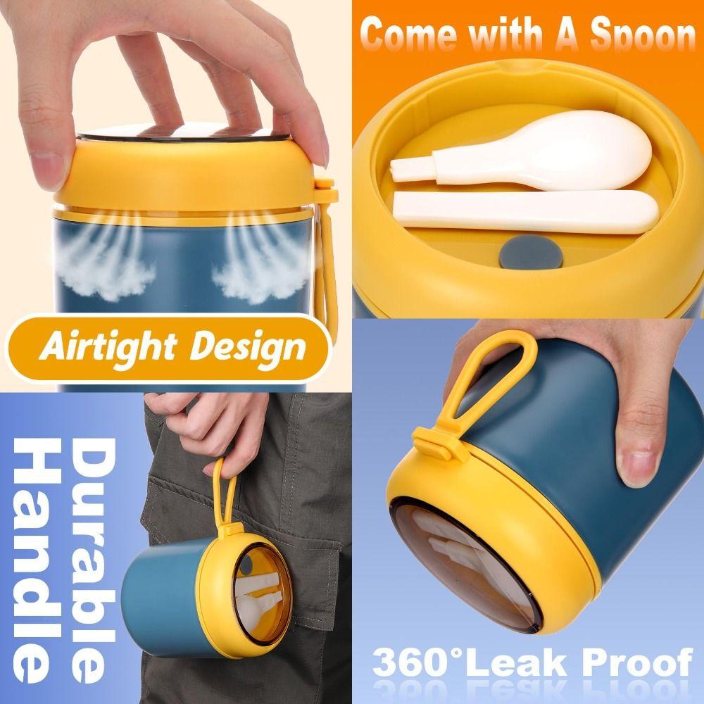 Portable Stainless Steel Lunch Box Leak-Proof Thermal Soup Container Vacuum Cup  Office Lunch