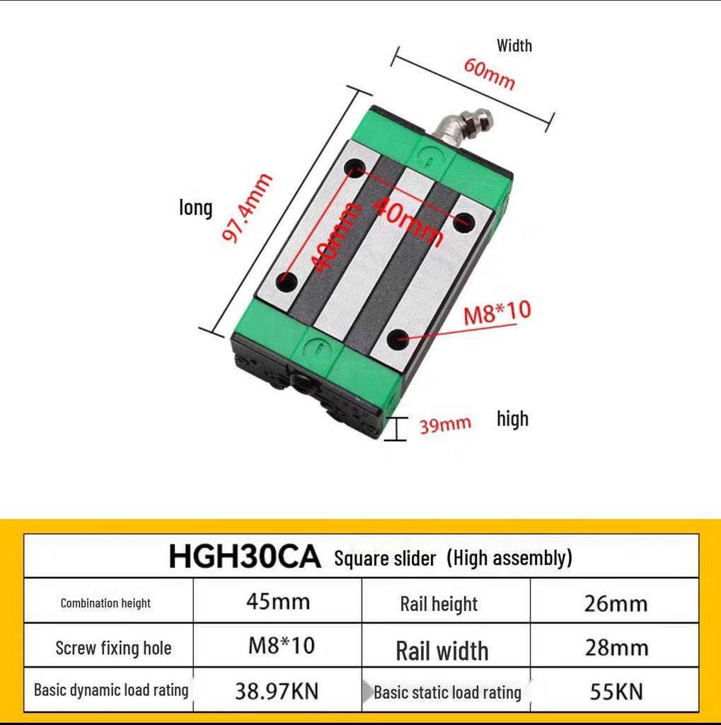 HIWIN Interchangeable Linear Guideway Block for HGH/EGH/CA Series (Sizes 15-30)