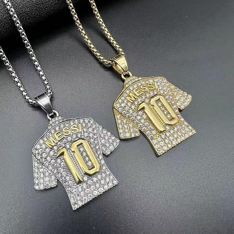 HNSP Lionel Messi Cristiano Ronaldo Jersey Pendant Chain Necklace For Men Boy Soccer Fan Gifts Football Zircon Accessories