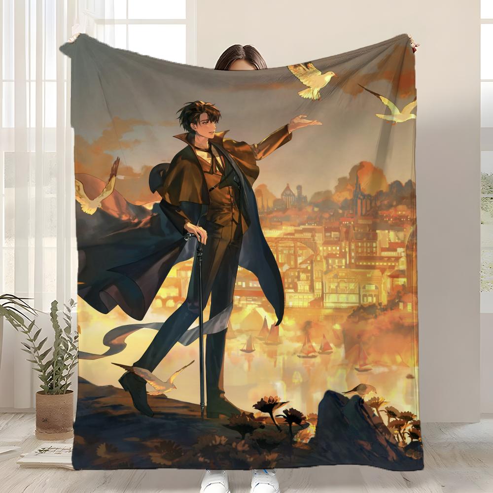 Anime Lord of Mysteries Throw Kid-Friendly Flannel Throw Blanket Soft Warm Anti-Static Washable All Season