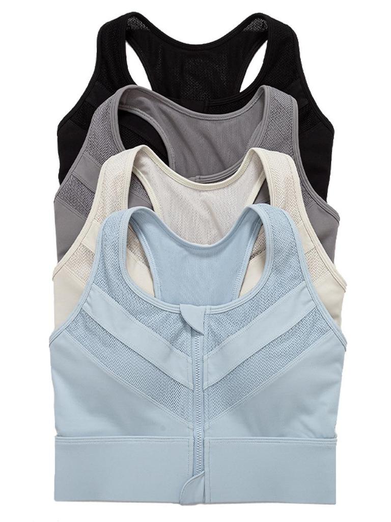 Women's Front Zipper High-Impact Sports Bra with Beautiful Back Design