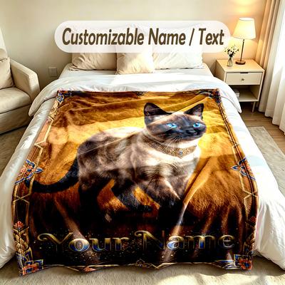 Pătură Personalizată cu Tematică Pisici Nume și Text Personalizate Pătură Moale Caldă Decor Acasă