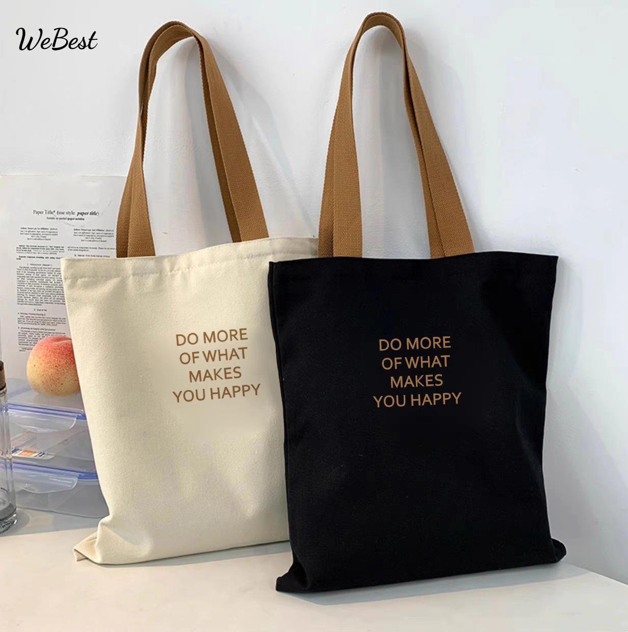

Simple Small Letter Casual Versatile Korean Style New Canvas Bag чорний