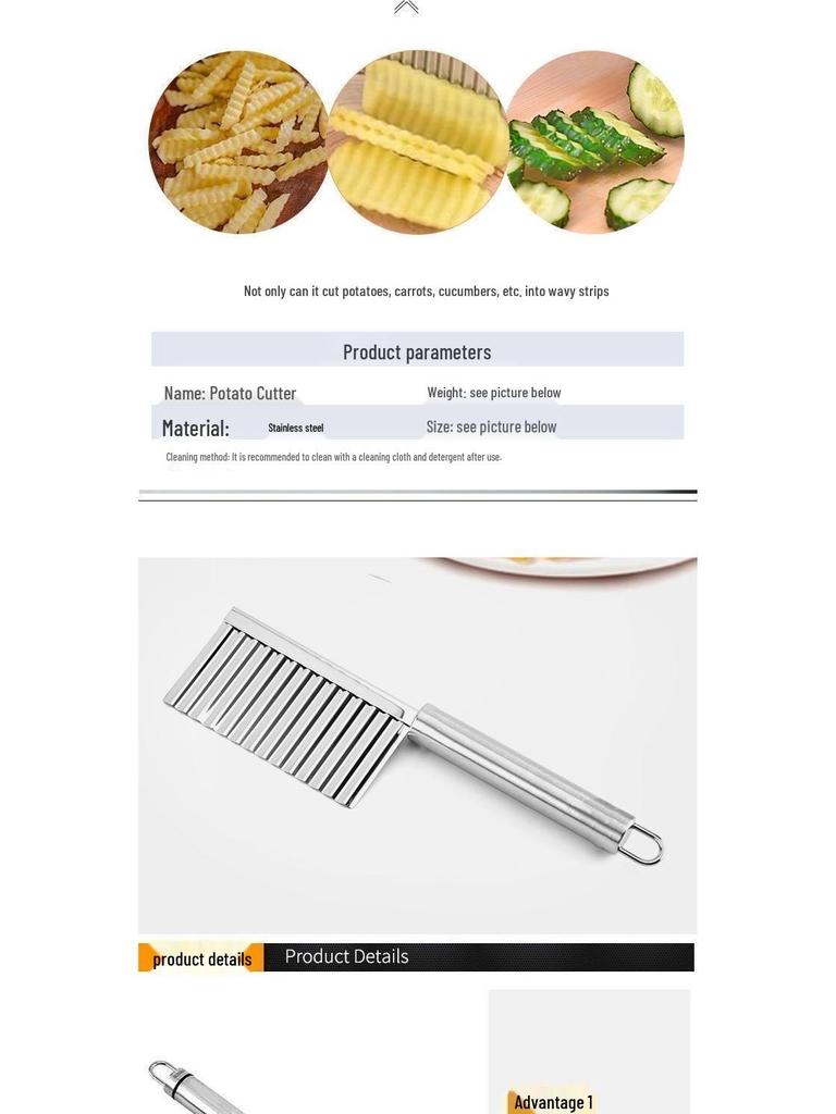 Stainless Steel Wavy Knife: Wolf Tooth Kitchen Vegetable Cutter for Fancy Potatoes