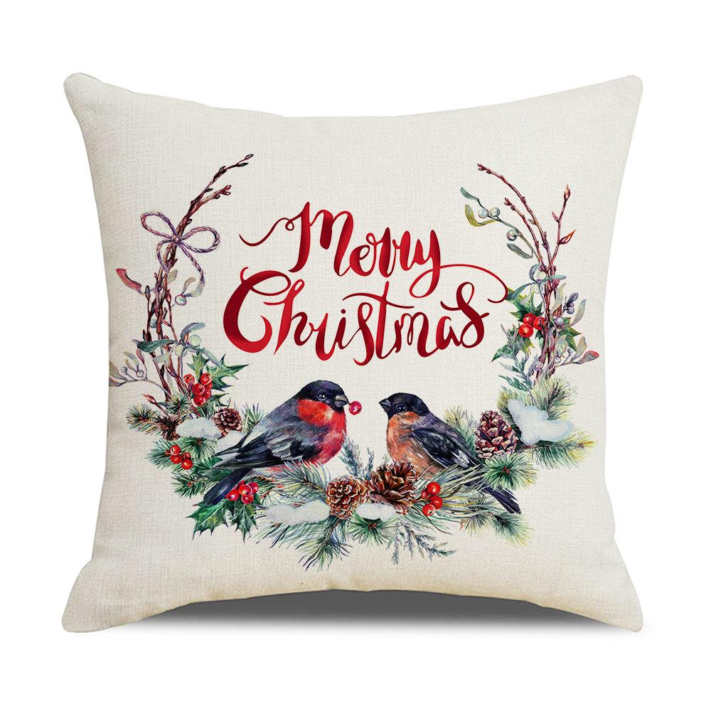 Weihnachts-Kissenbezug Brief Elch Weihnachtsbaum Sofa-Kissenbezug Leinen Kissen Heimtextilien