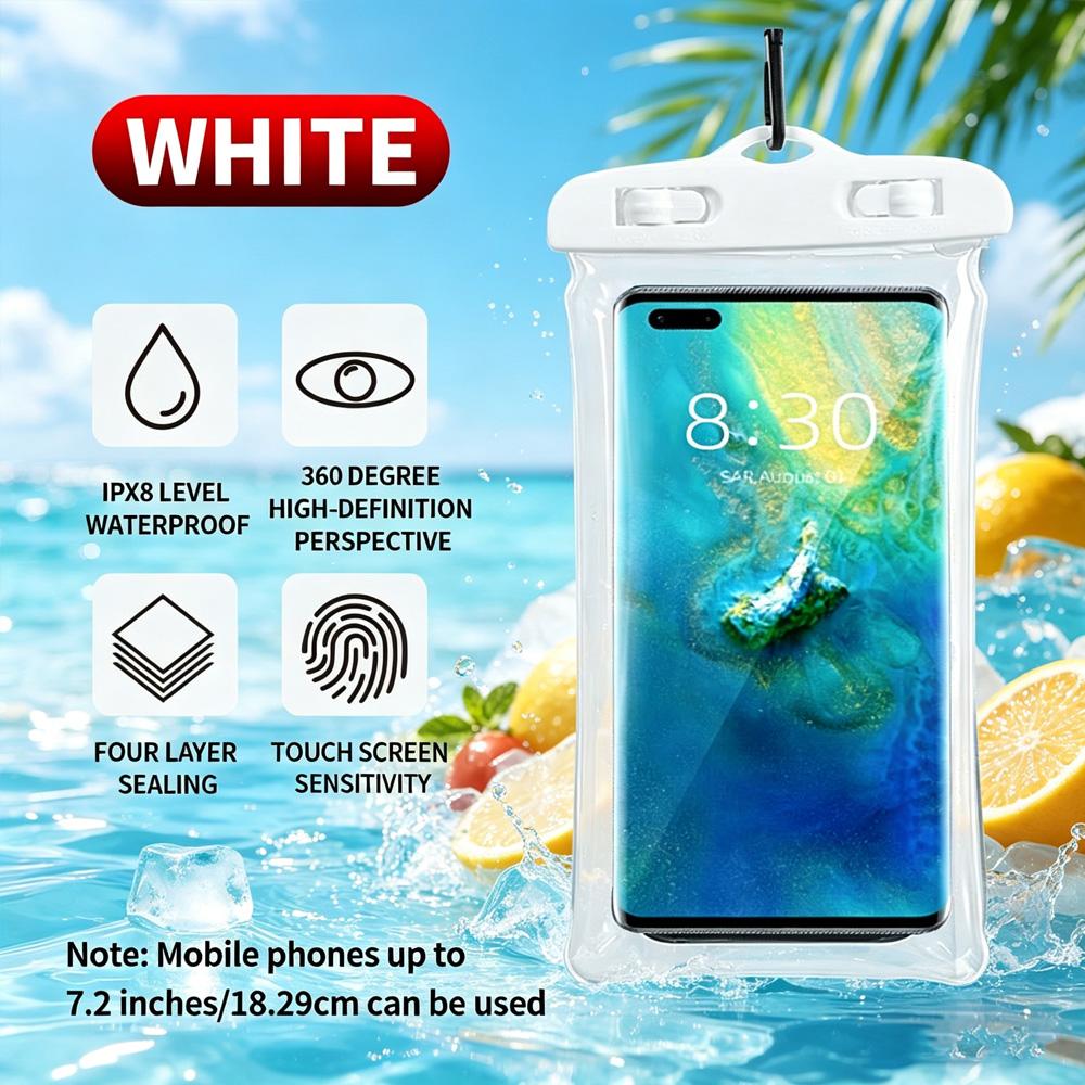 Floating Airbag Phone Waterproof Pouch With Lanyard, High Transparent Touch Screen Waterproof Phone Case For Beach Swimming Surf