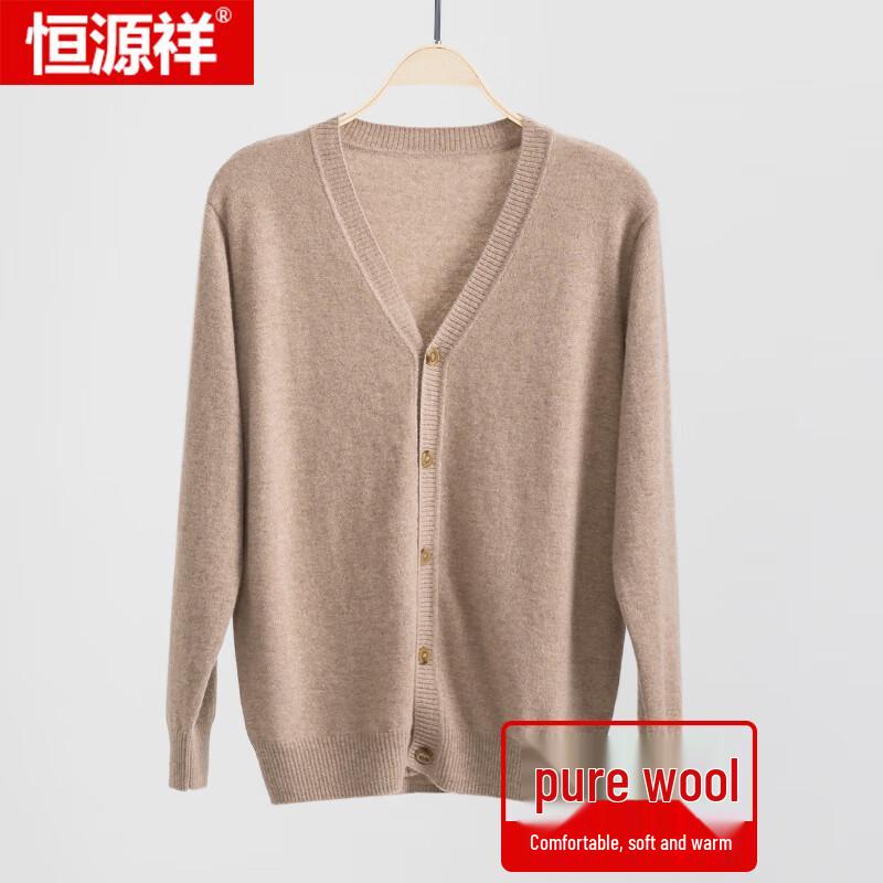 

Мужской кардиган из чистой шерсти с V-образным вырезом Hengyuanxiang 190