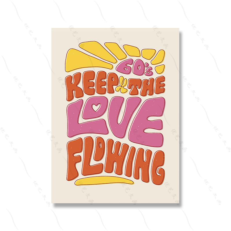 Groovy 60. léta Láska Moderní móda Umělecký plakát Tisk Hippie Soul Citát Kreslený Účesy Dívka Pokoj Obraz na plátně Domácí dekorace