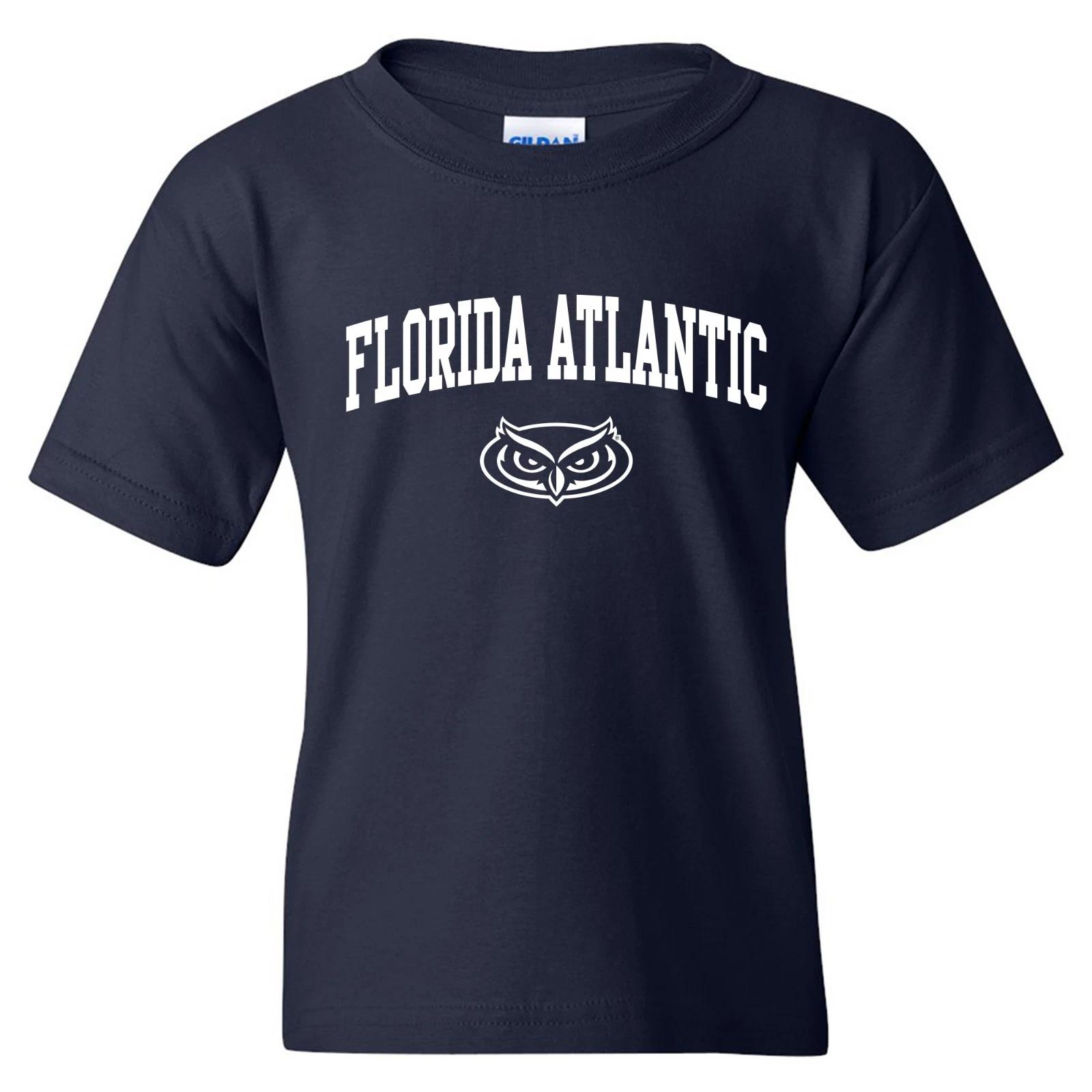 Florida Atlantic University Owls Arch Logo Licensed Unisex Youth T-Shirt - Navy M