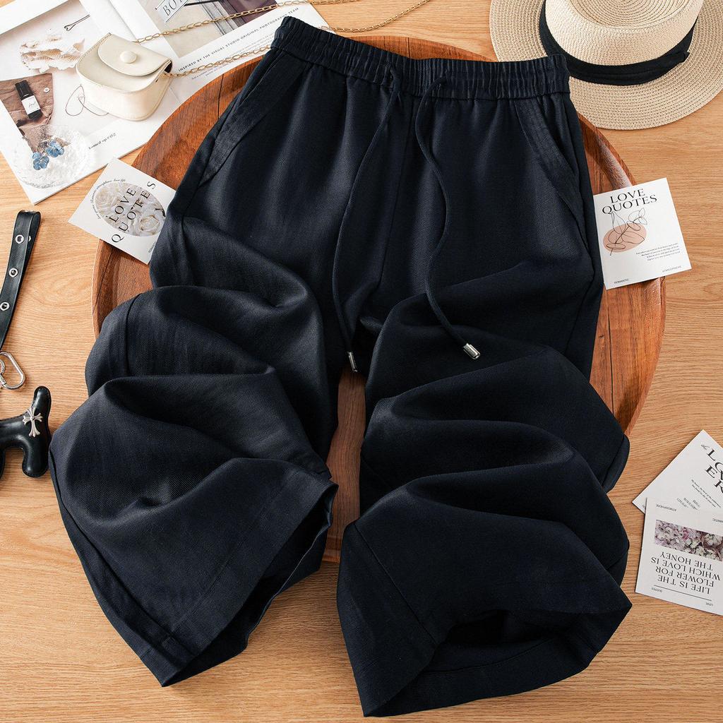 High Waist and Thin Linen Wide-leg Casual Pants Women's Summer Thin 1116 New Simple Pendant Anti-wrinkle Straight Pants