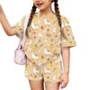 Kids Casual Short Sleeve Top and Shorts Set Lightweight Soft Fabric Animal Print Summer Outfit for Toddlers and Children