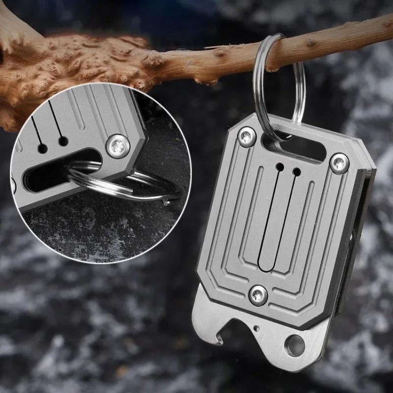 Titanium Alloy Mini Folding Knife S35VN Steel Portable Keychain Pendant Bottle Opener Outdoor Survival Camping Portable EDC Tool