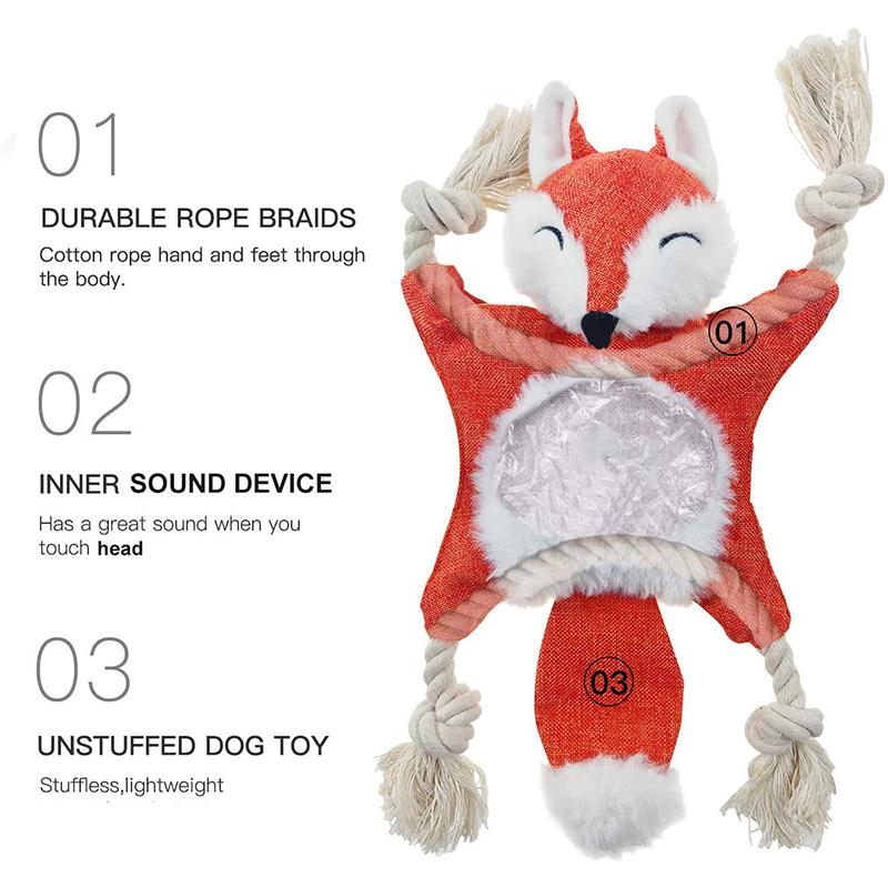 Dogs Benepaw Durable Stuffless Plush Dog Chew Toys Puppy Pet Toys Interactive for Small Medium Large Dog Rope Knots Squeaky