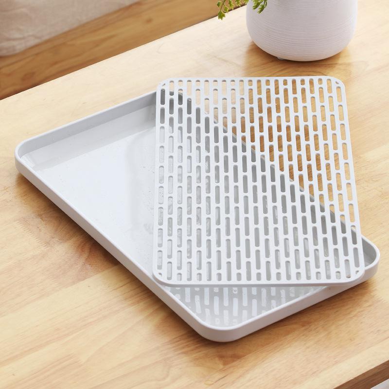 Simple Double-Layer Drainable Tea Tray - Detachable, Washable for Kitchen or Tea Room