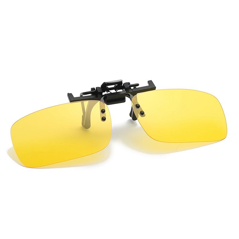 Polarized Clip on Flip Up Solbriller Menn Kvinner Nattsyn Gult objektiv Briller Kjøring Briller Fiske Skyggelegging Briller