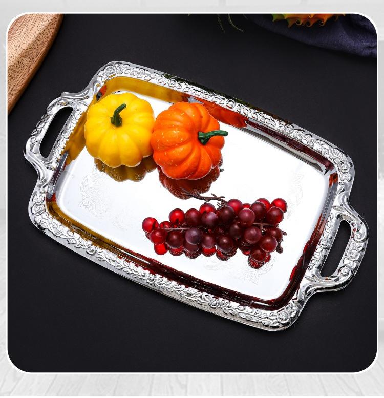 Stainless Steel Metal Tray Large Serving & Display Platter Elegant Silver Home Decor For Candy Charcuterie Dessert, Party