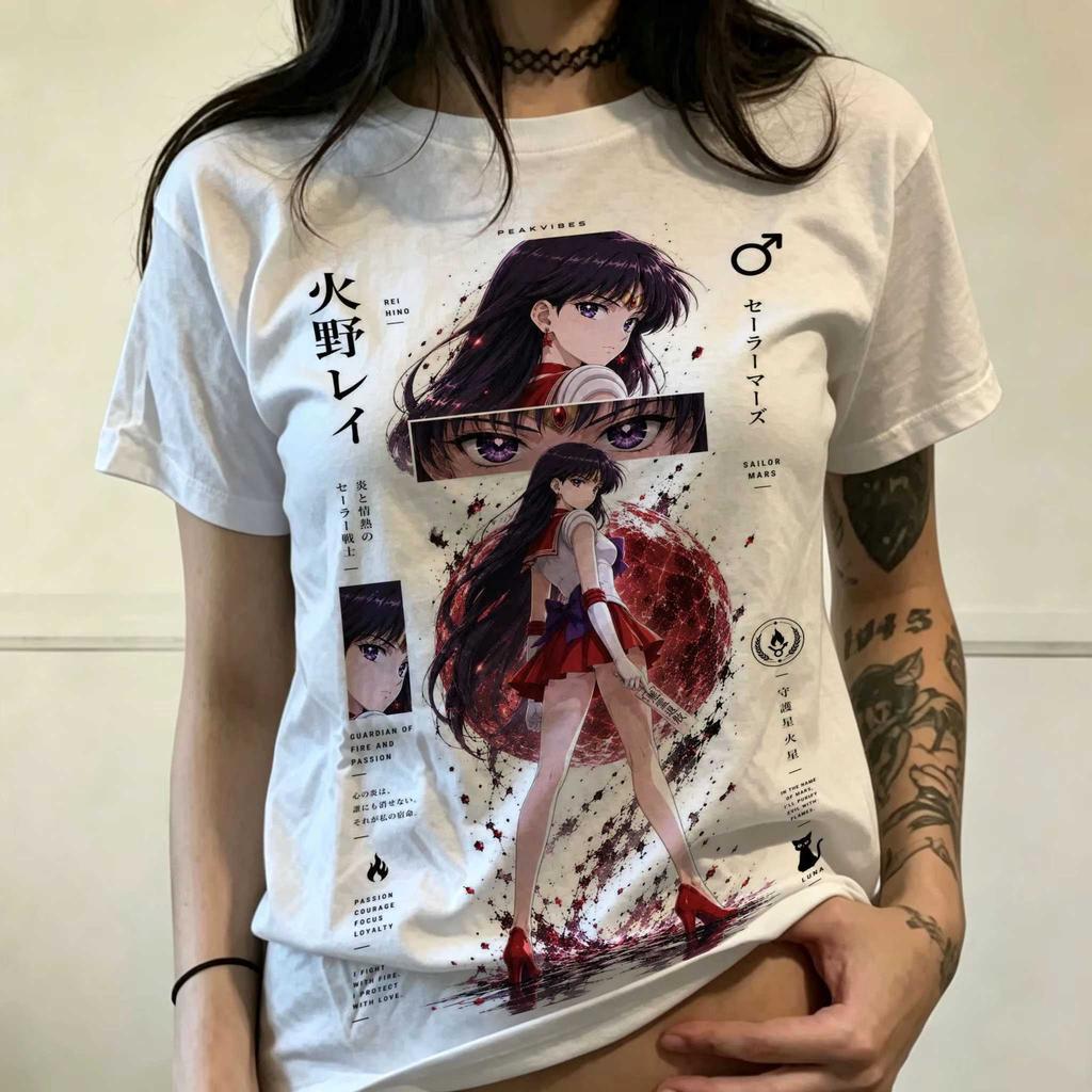 Hot Sailor Moon T Shirt Usagi Tsukino Pretty Guardian Graphic T-shirt Men Women Harajuku Hip Hop Punk T-shirt Retro Vintage Graphic Oversized T Shirt