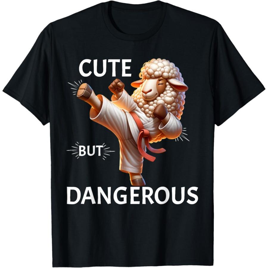 Cute But Dangerous Karate Sheep High Kick T-Shirt(2) S