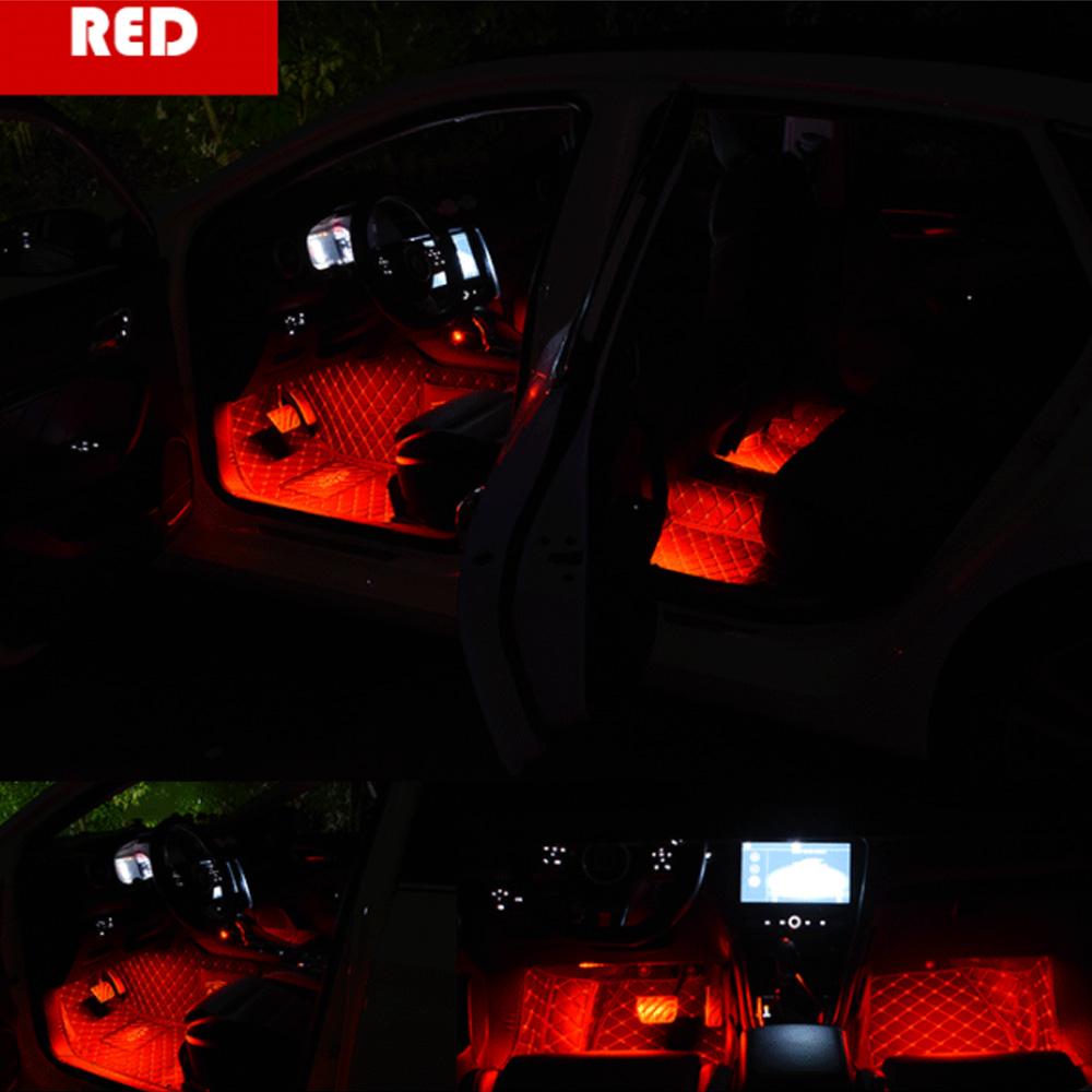 24/48 LED Car Interior Ambient Foot Light with USB Auto Atmosphere Decorative Lamps Foot Strip Light Kit Car Accessories