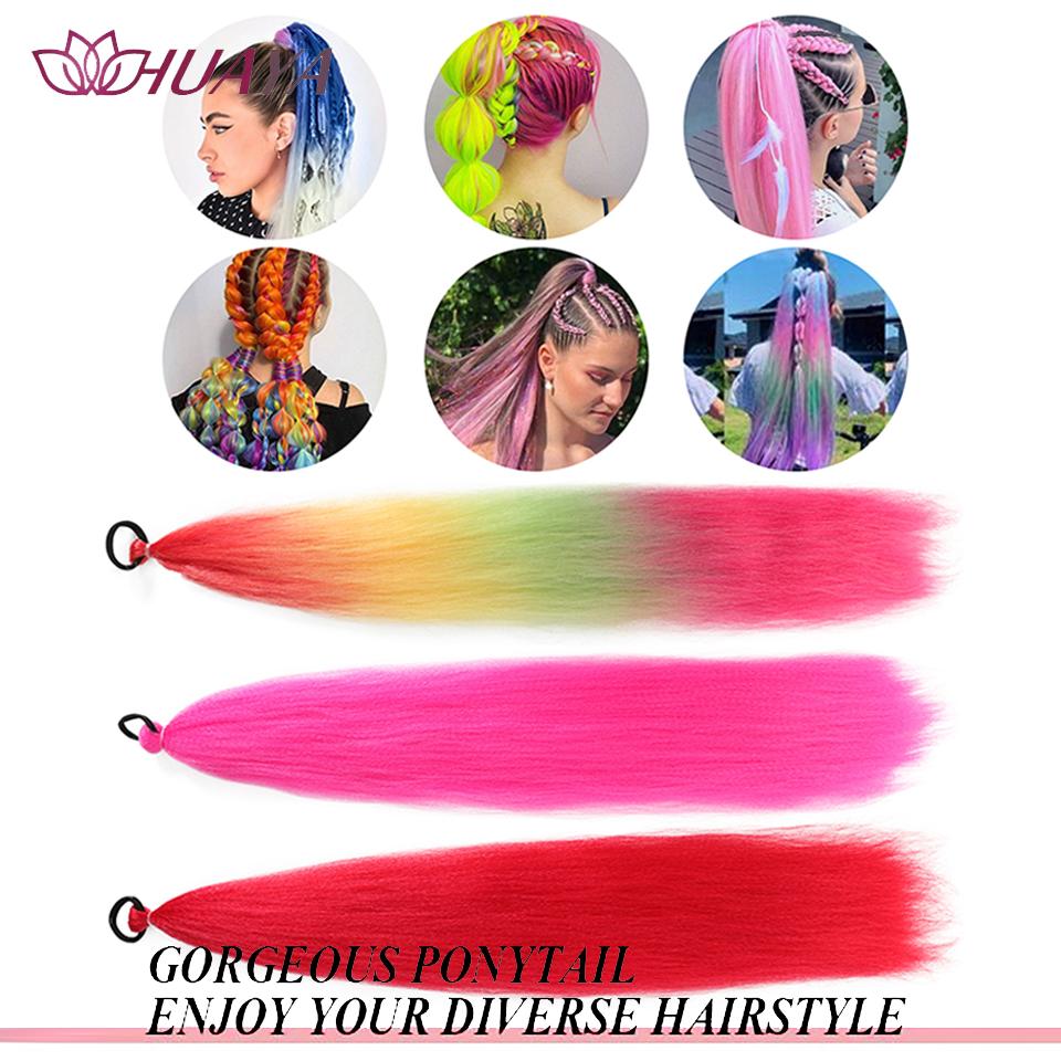 26 Zoll Synthetische Pferdeschwanz-Extensions mit Gummiband Ombré Geflochten Bunter Pferdeschwanz DIY Pferdeschwanz Haare Tägliche Party-Nutzung