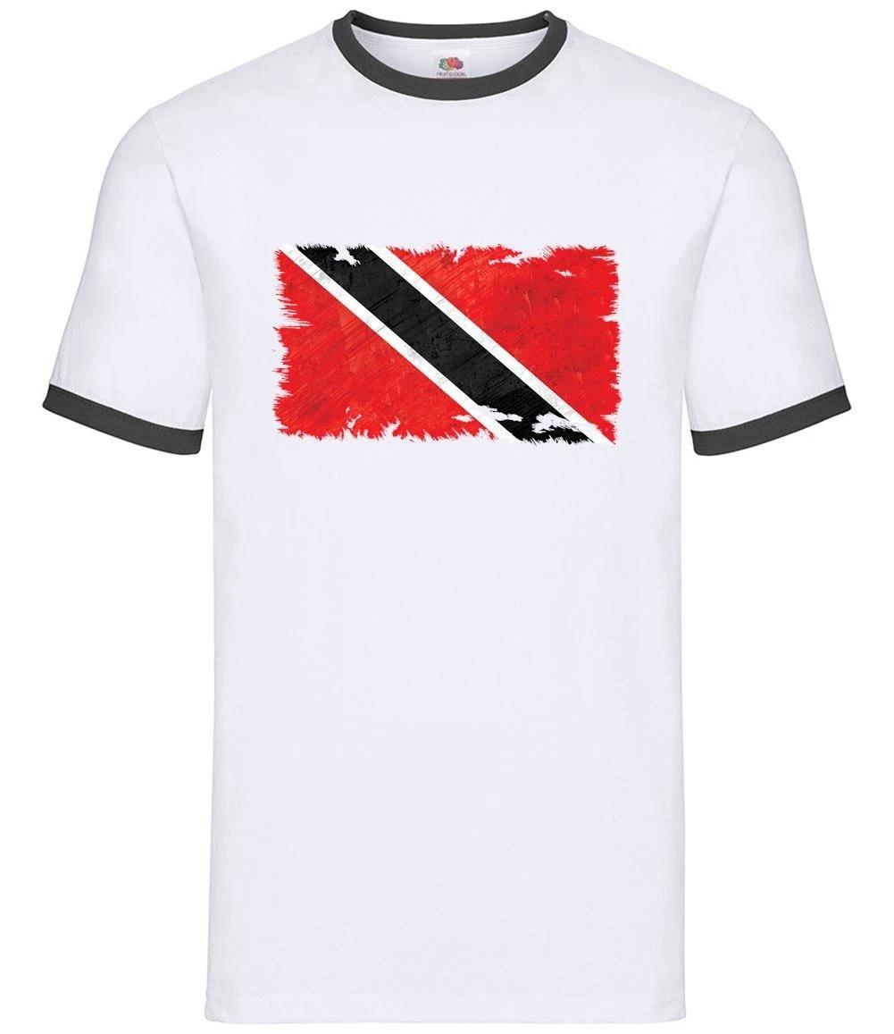 Trinidad and Tobago Grunge Flag - Mens Ringer - Port of Spain Caribbean Flags M