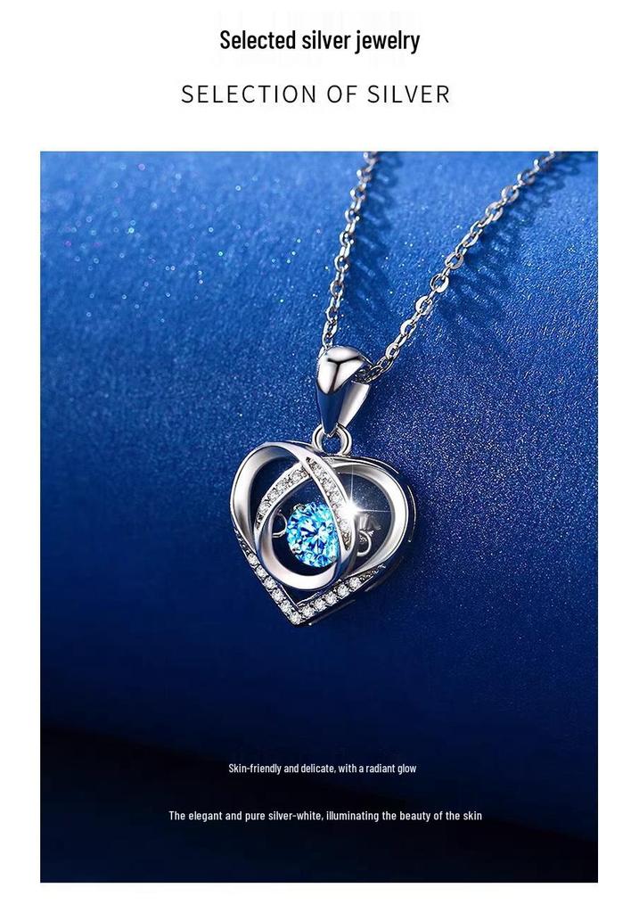 2025 S925 Sterling Silver Beating Heart Necklace - Light Luxury Clavicle Pendant for Women, Qixi Festival Gift