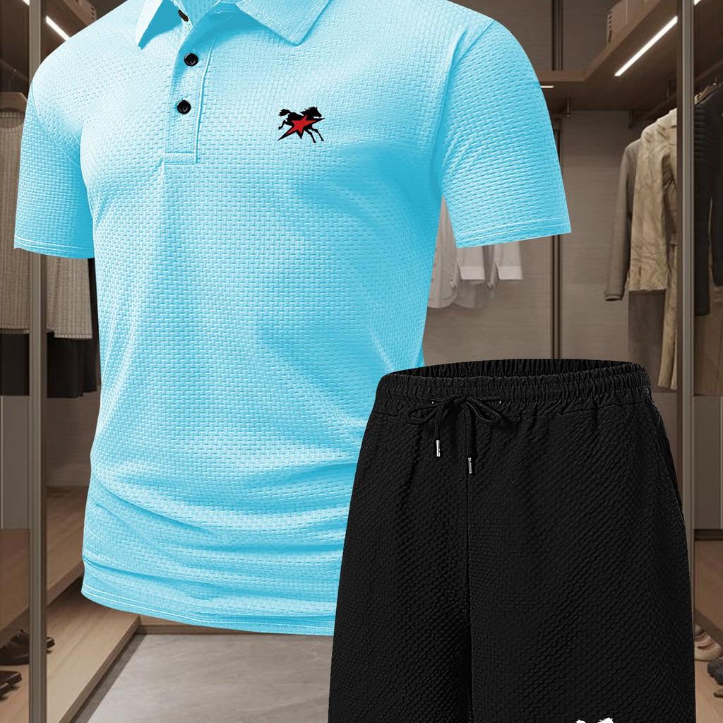 Mens Summer Track Suits 2 Piece Shorts Sets Short Sleeve Sweatsuit Outfits Golf Polo Shirts 