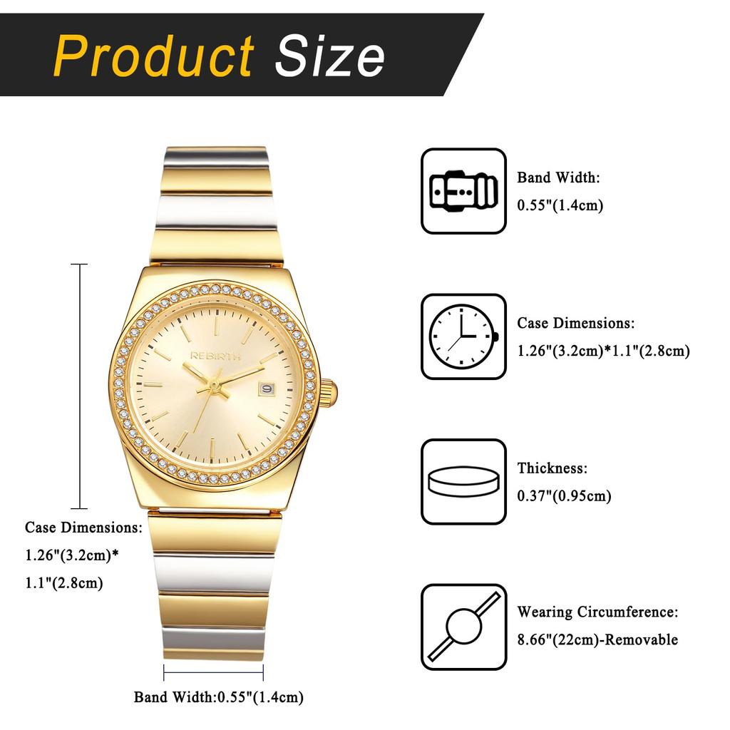 Women's Luminous Analog Watch, Simple Design: Waterproof, Calendar, Stainless Steel Strap, Gold or Silver, Fashion Accessory - Valentine's Day,