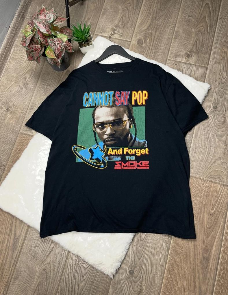 Pop Smoke T-Shirt Kann Nicht Pop Grafik T-Shirt Herren L Rap Hip Hop Schwarz
